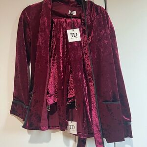 Velvet Burgundy Blazer and Pants Set